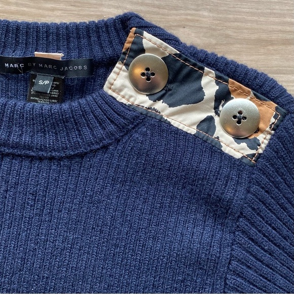 Marc By Marc Jacobs Navy and Leopard Print Sweater - Picture 6 of 7